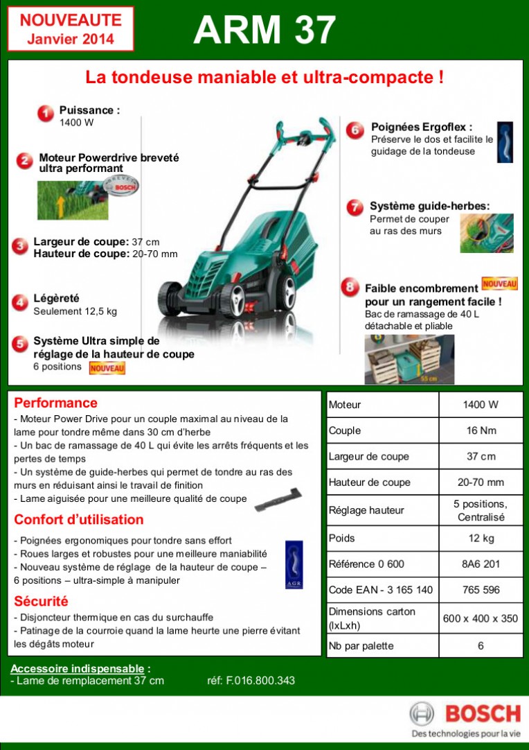 Tondeuse électrique filaire – Bosch ARM 37